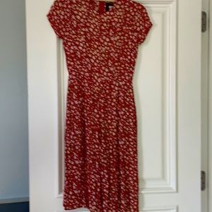 Reformation red midi daisy dress with shorts